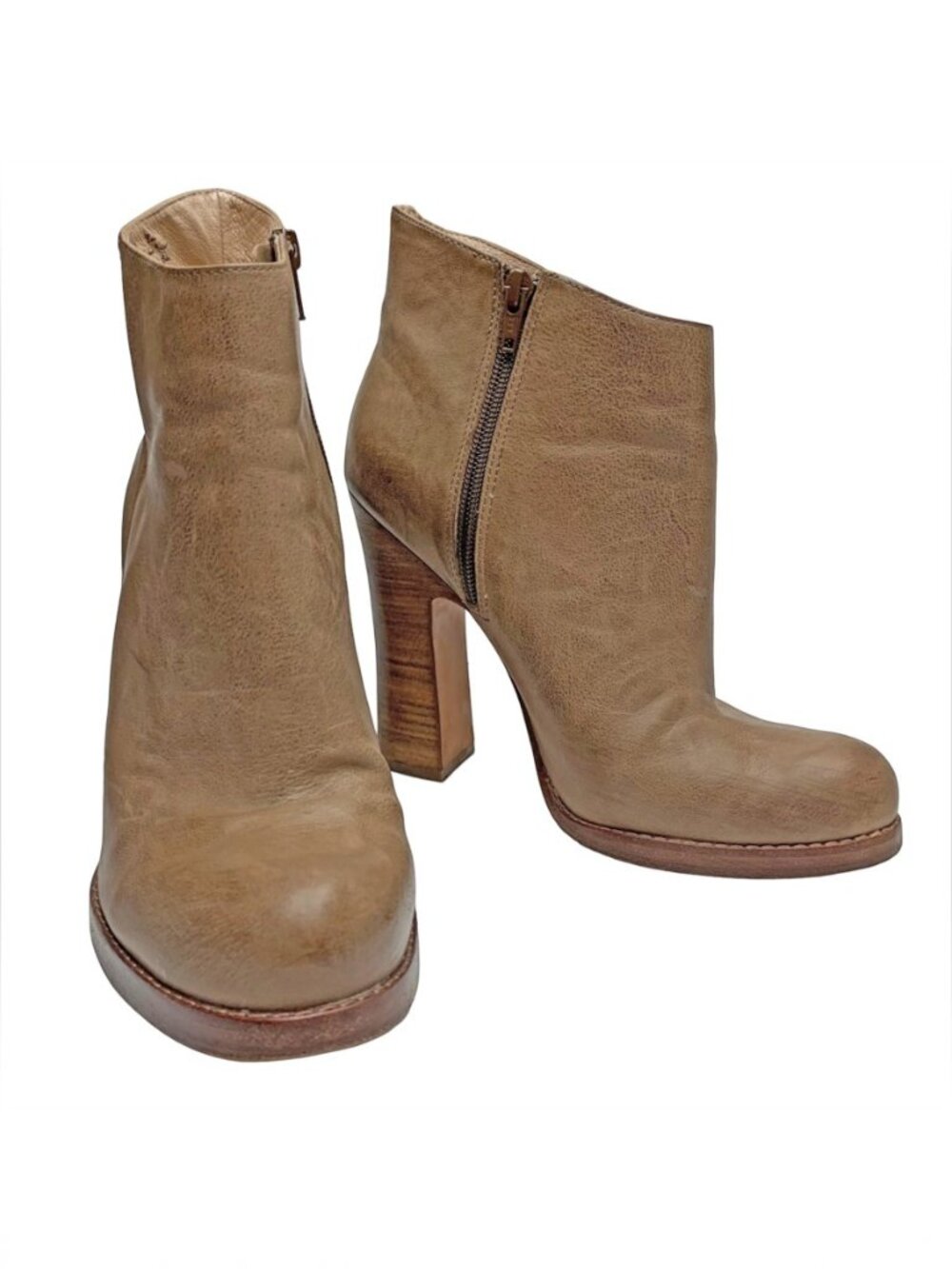 JEAN MICHEL CAZABAT Lois Distressed‎ Leather Chunky Booties
